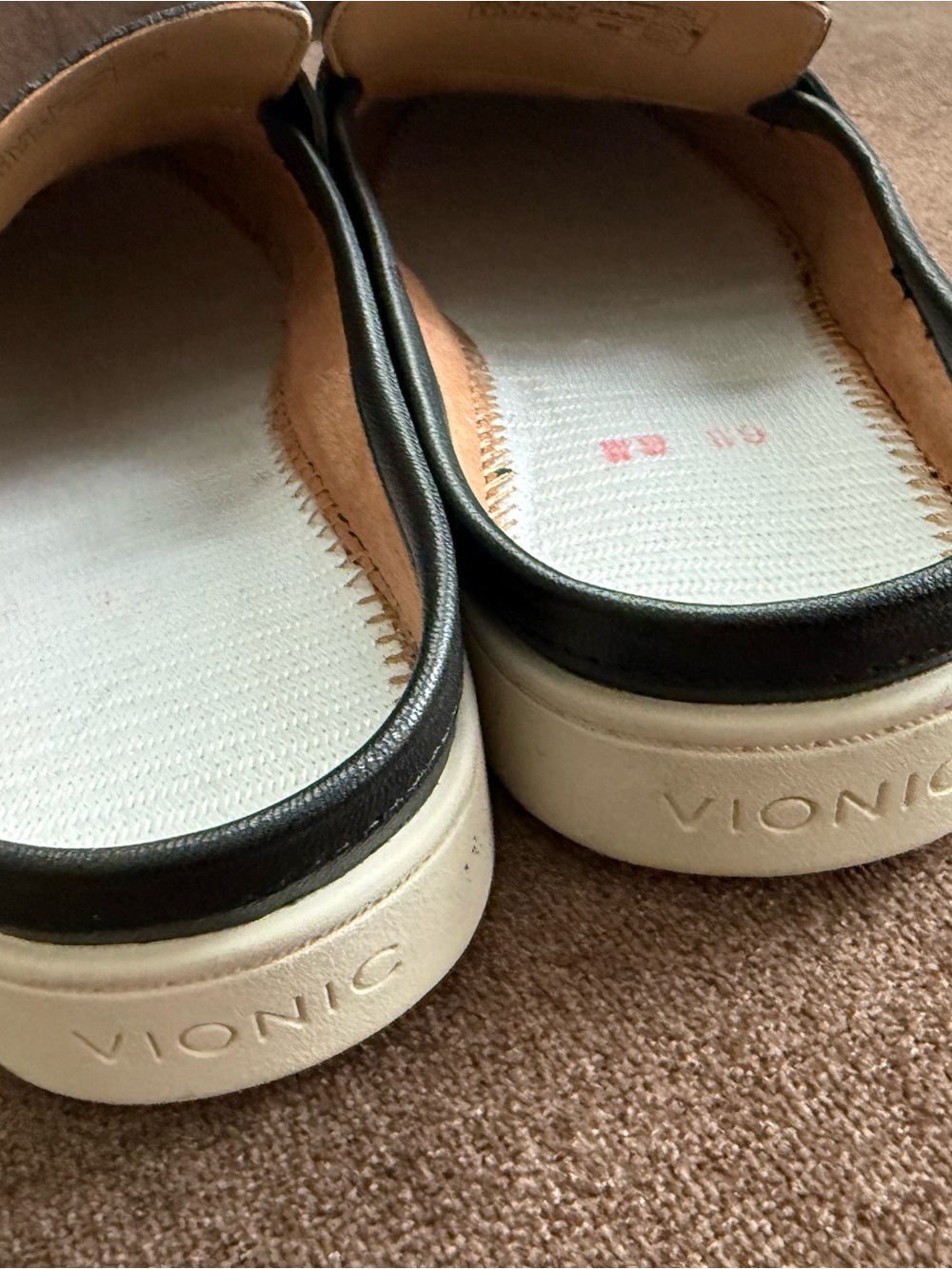 Vionic Black Leather Slip-On Loafers with White Sole - Picture 3 of 6